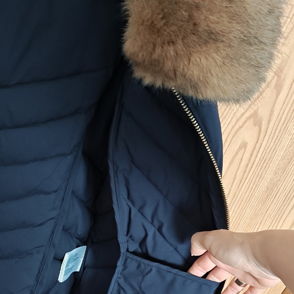 MICHAEL Michael Kors Navy Quilted Puffer Coat with Faux Fur Collar - Picture 8 of 9